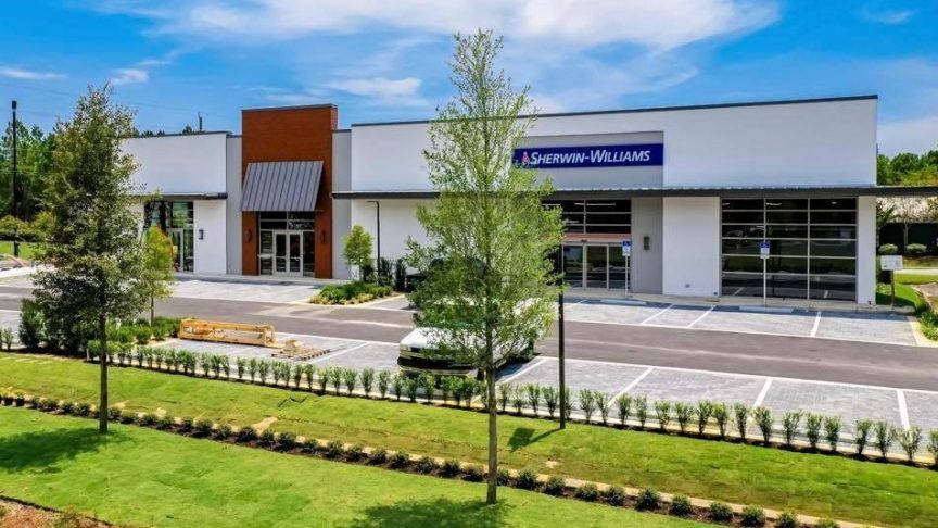 Sherwin Williams, a retail building engineered by O'Connell and Associates, Santa Rosa Beach, Florida. View 1 of 4.